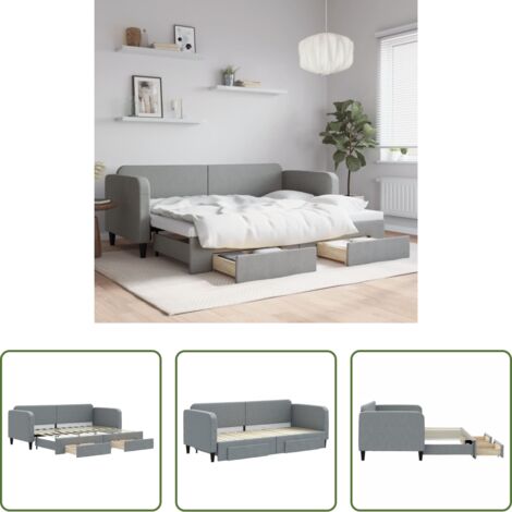 Cama nido -  Sofá cama nido con cajones tela gris claro 80x200 cm