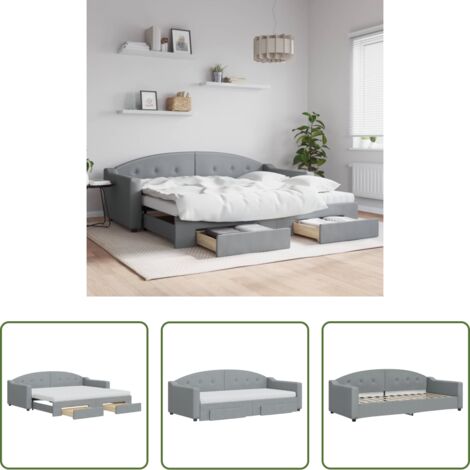 Cama nido -  Sofá cama nido con cajones tela gris claro 90x200 cm