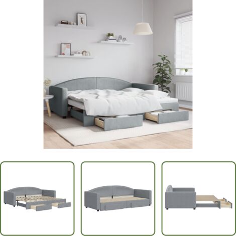 Cama nido -  Sofá cama nido con cajones tela gris claro 90x200 cm