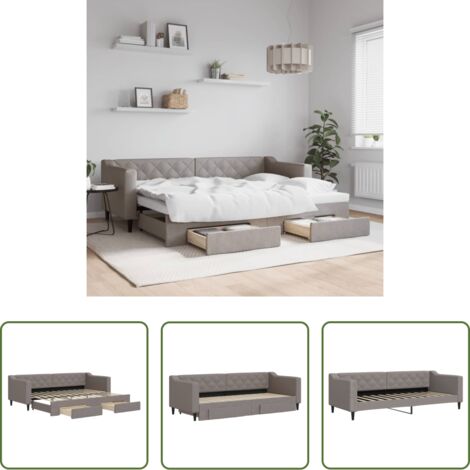 Cama nido -  Sofá cama nido con cajones tela gris taupe 80x200 cm