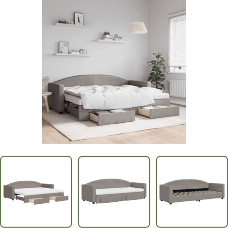 Cama nido -  Sofá cama nido con cajones tela gris taupe 80x200 cm