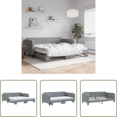 Cama nido -  Sofá cama nido con colchón tela gris claro 100x200 cm