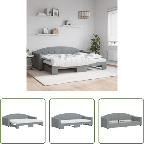 Cama nido -  Sofá cama nido con colchón tela gris claro 80x200 cm