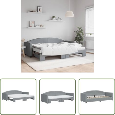 Cama nido -  Sofá cama nido con colchón tela gris claro 80x200 cm