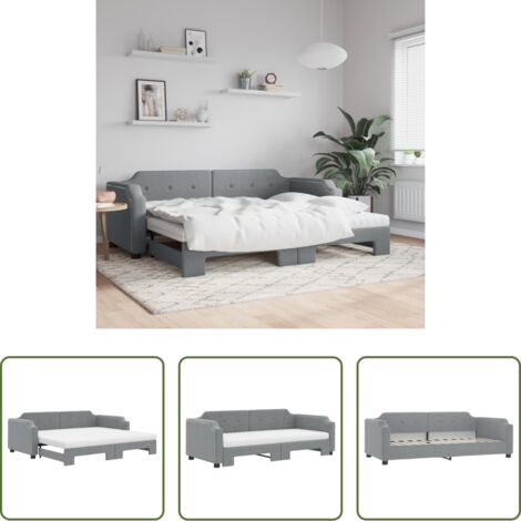 Cama nido -  Sofá cama nido con colchón tela gris claro 90x200 cm