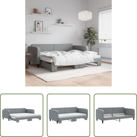 Cama nido -  Sofá cama nido con colchón tela gris claro 90x200 cm