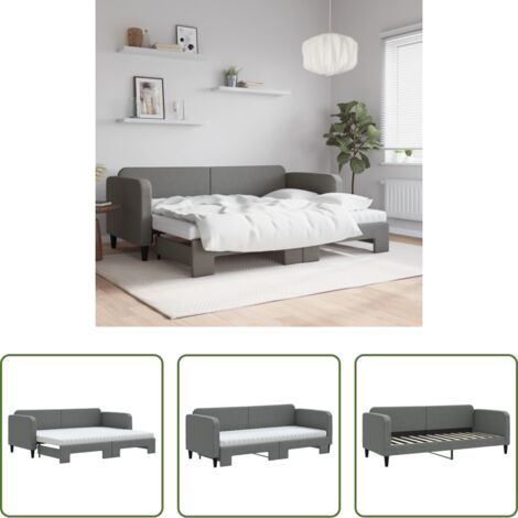 Cama nido -  Sofá cama nido con colchón tela gris oscuro 80x200 cm