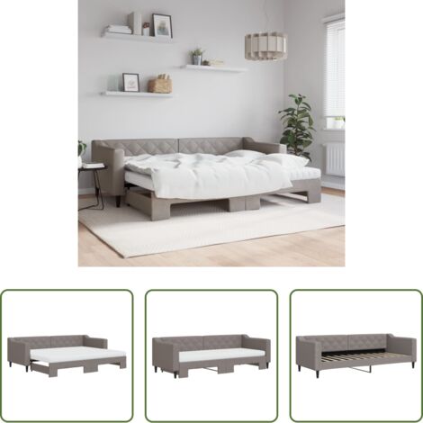 Cama nido -  Sofá cama nido con colchón tela gris taupe 80x200 cm