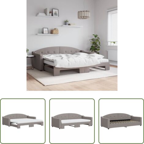 Cama nido -  Sofá cama nido con colchón tela gris taupe 90x200 cm