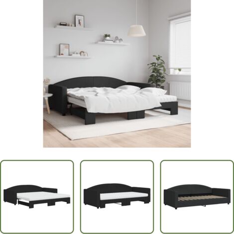 Cama nido -  Sofá cama nido con colchón tela negro 100x200 cm