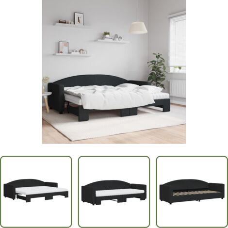 Cama nido -  Sofá cama nido con colchón tela negro 80x200 cm