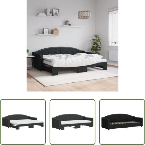 Cama nido -  Sofá cama nido con colchón tela negro 80x200 cm
