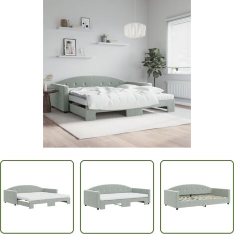 Cama nido -  Sofá cama nido con colchón terciopelo gris claro 100x200 cm