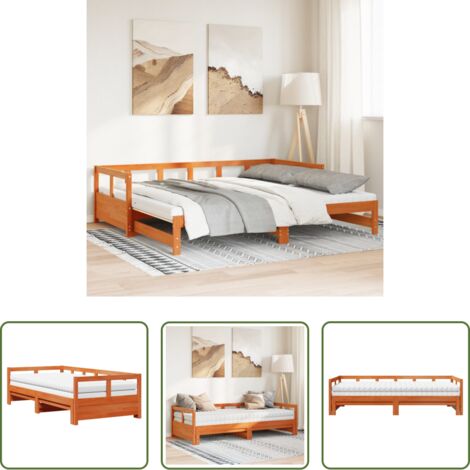 Cama nido -  Sofá cama nido con colchones madera maciza pino marrón 80x200cm