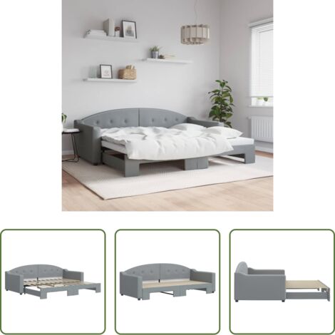 Cama nido -  Sofá cama nido tela gris claro 90x200 cm
