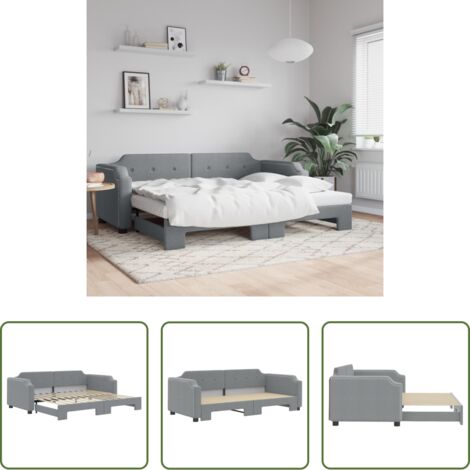 Cama nido -  Sofá cama nido tela gris claro 90x200 cm