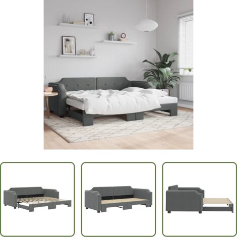 Cama nido -  Sofá cama nido tela gris oscuro 100x200 cm