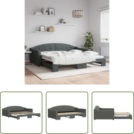 Cama nido -  Sofá cama nido tela gris oscuro 100x200 cm