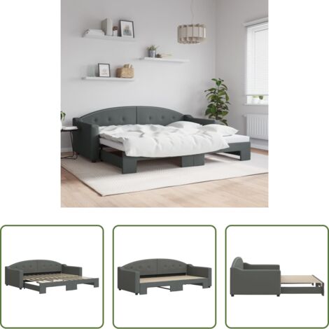 Cama nido -  Sofá cama nido tela gris oscuro 90x200 cm