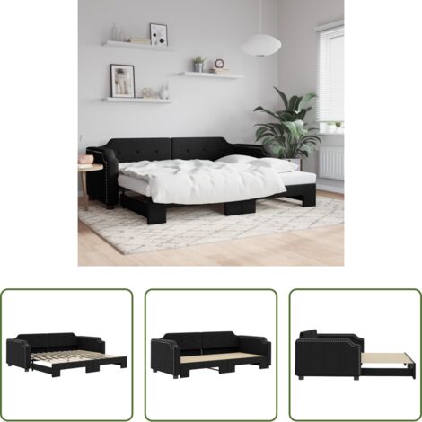 Cama nido -  Sofá cama nido tela negro 100x200 cm