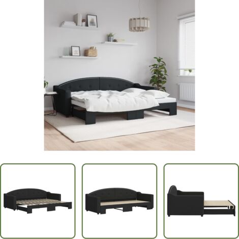 Cama nido -  Sofá cama nido tela negro 80x200 cm