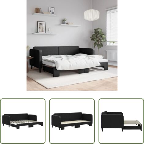 Cama nido -  Sofá cama nido tela negro 80x200 cm