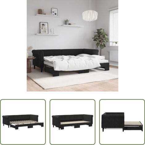 Cama nido -  Sofá cama nido terciopelo negro 80x200 cm