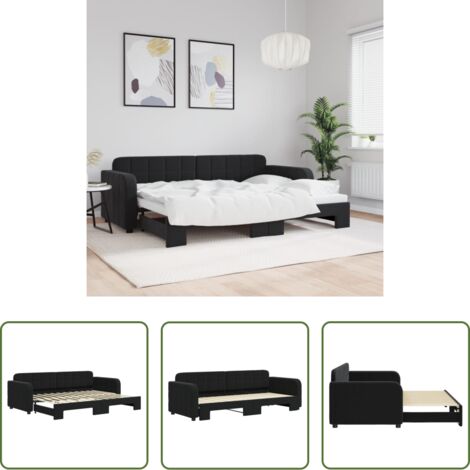 Cama nido -  Sofá cama nido terciopelo negro 80x200 cm