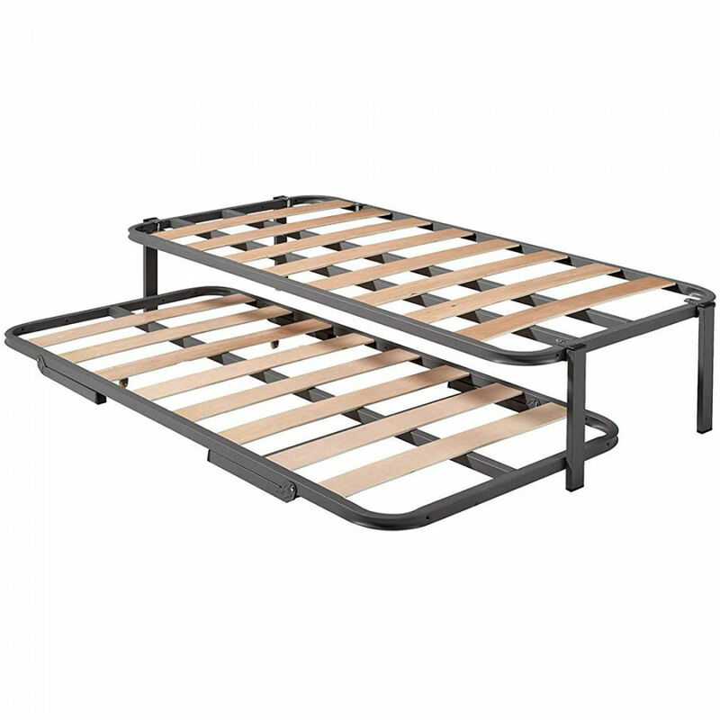 

Cama Nido - Somier Superior Con Estructura Reforzada Doble Barra y 4 Patas + Somier Inferior Con Patas Plegables y Ruedas, 90x190 cm