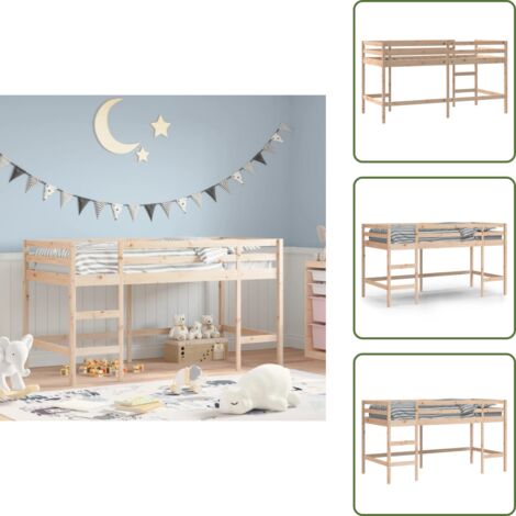 Cama nido - vidaXL Cama alta de niños escalera madera maciza pino 80x200 cm - Cama de pino