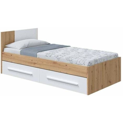 FRS Cama Nuria con dos cajones 90 cm para dormitorio juvenil 77 cm(alto) 92 cm(ancho) 196 cm(largo)