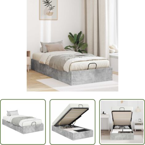 Cama othman -  Estructura de Cama Ottoman Gris Concreto 90 x 200 cm