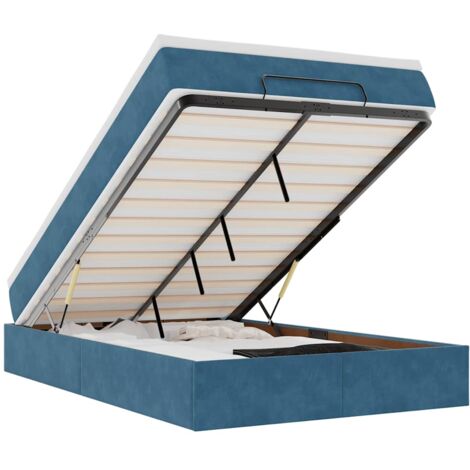 Cama otomana con colchón 120x190 cm terciopelo azul oscuro vidaXL