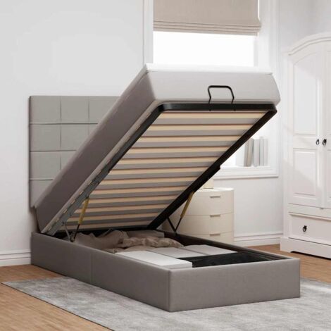 Cama otomana con colchón topo 90x200 cm tela