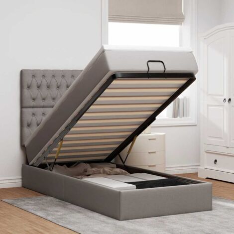 Cama otomana con colchón topo 90x200 cm tela