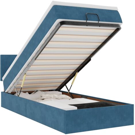 Cama otomana con colchón y LED terciopelo azul oscuro 80x200 cm vidaXL