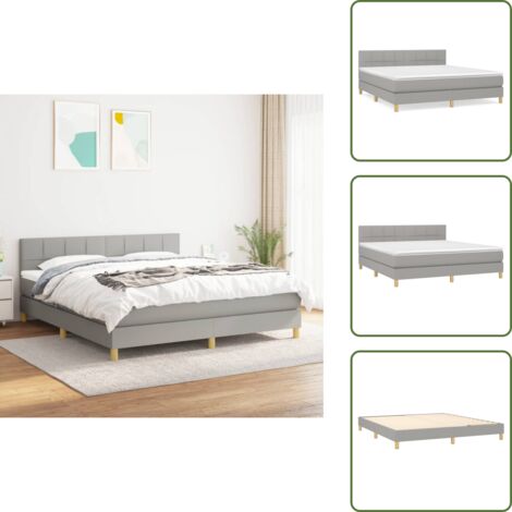 Cama para adulto，Cama box spring con colchón，Cama de matrimonio tela gris claro 180x200 cm XZZ4520445 MaisonChic