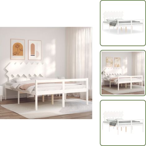 Cama para adultos mayores - vidaXL Cama para personas mayores con cabecero madera maciza 140x190cm - Cama con espacio de almacenamiento