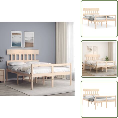Cama para ancianos - vidaXL Cama para personas mayores con cabecero madera maciza 120x200cm - Cama con espacio de almacenaje