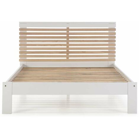 Cama para dormitorio matrimonio Xana acabado blanco. Para colchón 140x190 cm.