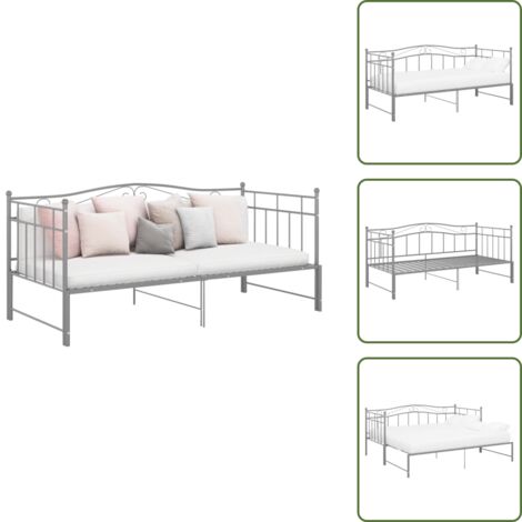Cama para dos personas - vidaXL Estructura sofá cama extraíble sin colchón metal gris 90x200 cm - Cama extraíble