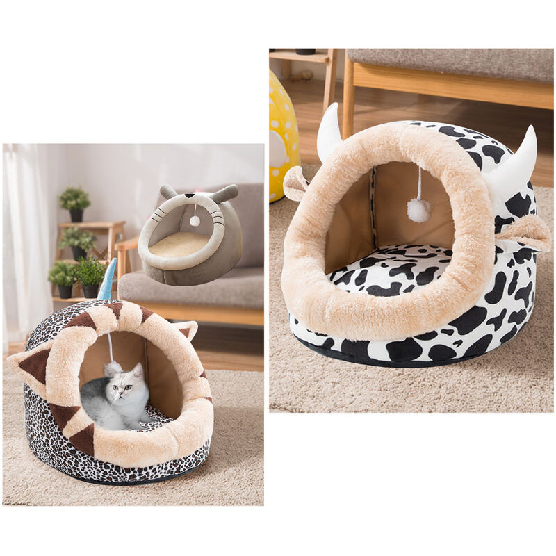 

Cama para gatos Cama tipo cueva suave para gatos con fondo antideslizante y alfombrilla extraible, tipo 3-S