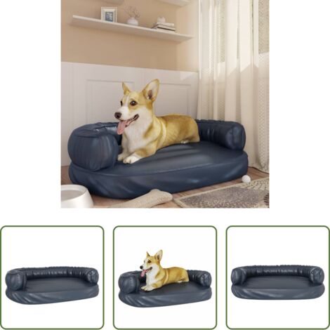 Cama para mascotas - Cama para perros de espuma cuero sintético azul oscuro 88x65 cm