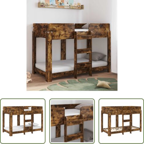 Cama para niños -  Cama Litera para Niños Roble ahumado 80 x 160 cm