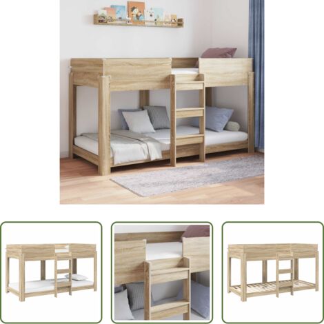 Cama para niños -  Cama Litera para Niños Roble Sonoma 80 x 200 cm