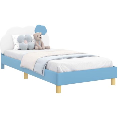 Cama para niños con cabecero Azul 90 x 190 cm PU vidaXL