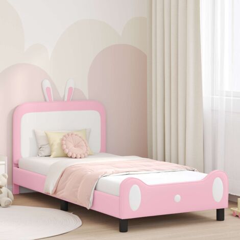 Cama para niños con cabecero con cabecera Rosa 90 x 200 cm PU