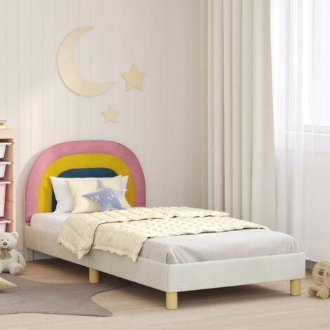 Cama para niños con cabecero Crema 80 x 200 cm Terciopelo