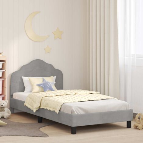 Cama para niños con cabecero Gris Claro 90 x 190 cm Terciopelo