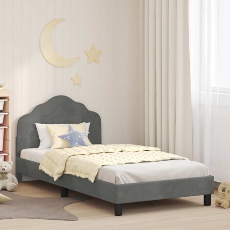 Cama para niños con cabecero Gris oscuro 80 x 200 cm Terciopelo
